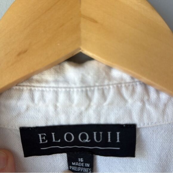 Eloquii Button Down Shirt Dress White - Picture 3 of 6